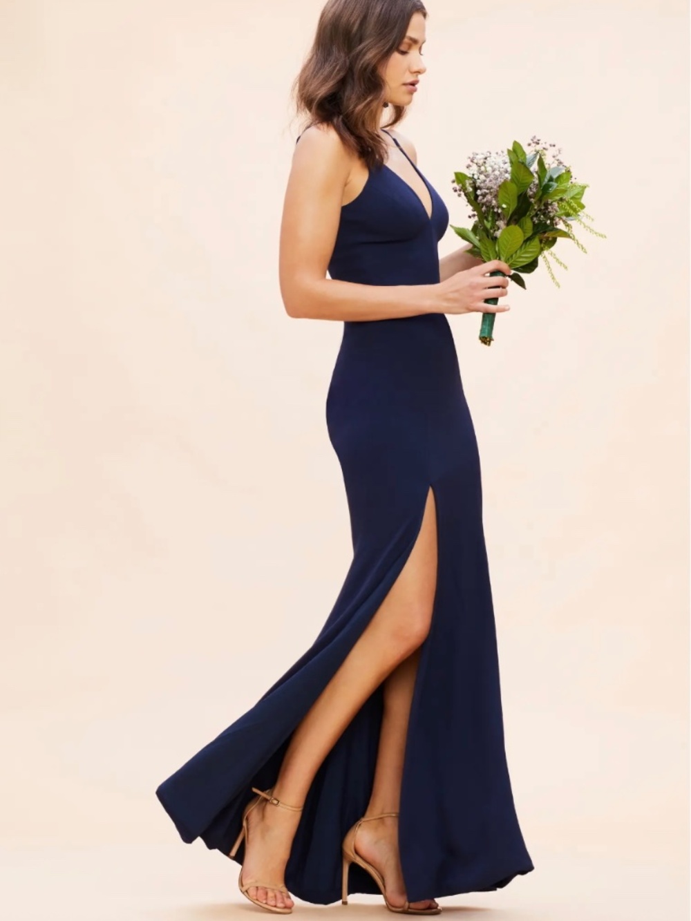 Dress the Population Iris Slit Crepe Gown